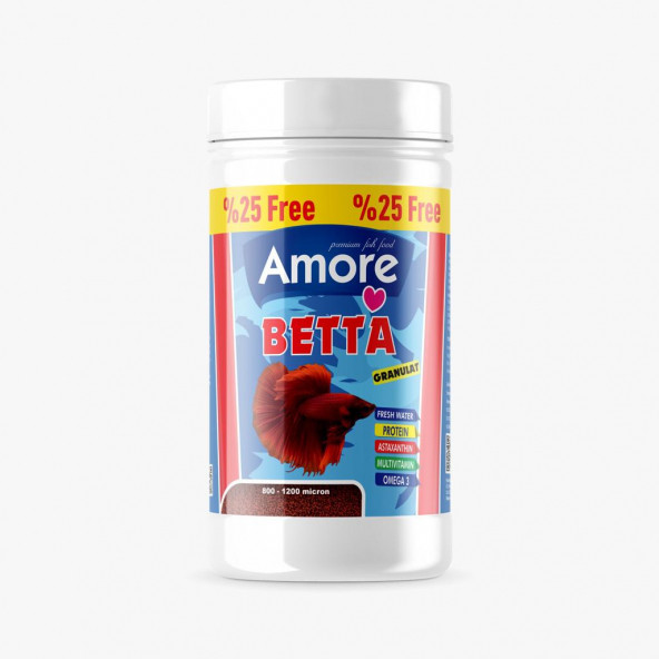 Amore Betta Granulat 125 ml 56 gr Akvaryum Beta Balık Yemi