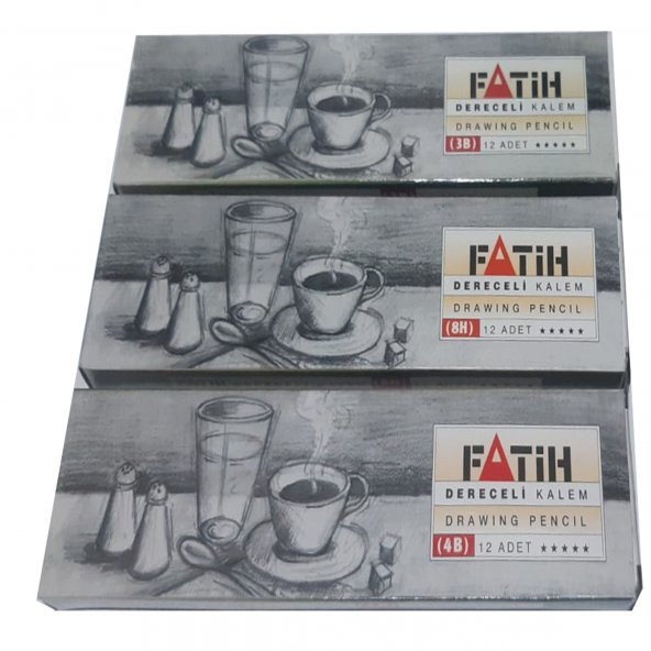 Fatih FATİH TEKNİK ÇİZİM RESİM KALEMİ SETİ 3B ,4B , 3h , 8h Dereceli Kalem Siyah 12 Adet (1 Düzine) - 2