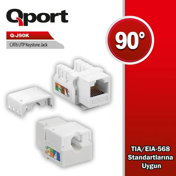 Qport Q-J90K  CAT6 90° Keystone jack ürün görseli 1