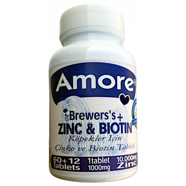 Köpek Brewers Çinko Biyotin Tablet 72 Adet 1000 mg Tüy Döküm Zinc Biotin Extra Large Tabs