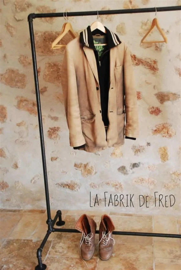 Endüstriyel Vintage Borulardan Rustik Mağaza Dekor Elbise Askısı - 3