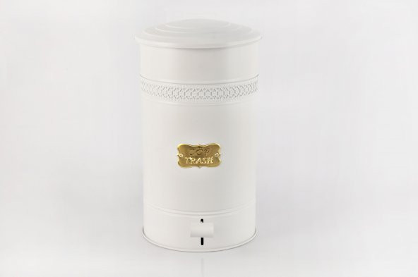 Metal Kapaklı Beyaz Renk Galvaniz Metal Pedallı Çöp Kovası 30 Litre