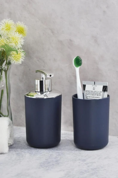 2'li Set Lacivert, Diş Fırçalık Ve Sıvı Sabunluk - Brasil Model ürün görseli 1