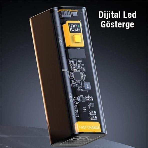 Coofbe Super Şarj Şeffaf Ultra Hızlı 22.5W 30000 mAh Powerbank Led Göstergeli 30.000Mah Powerbank - 2