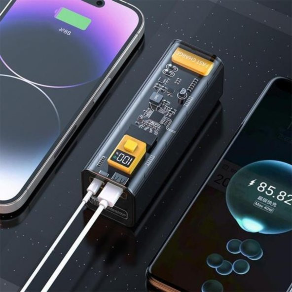 Coofbe Super Şarj Şeffaf Ultra Hızlı 22.5W 30000 mAh Powerbank Led Göstergeli 30.000Mah Powerbank - 3