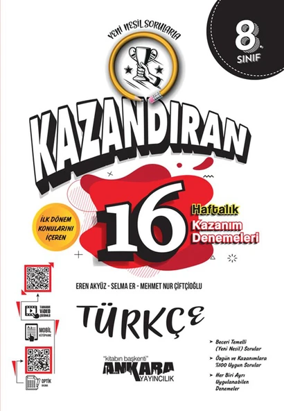 Ankara LGS Kazandıran 16 Haftalık Türkçe Kazanım Denemeleri