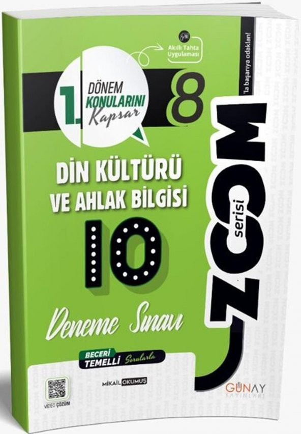 Günay 8. Sınıf 1. Dönem Din Kültürü ve Ahlak Bilgisi Zoom 10 Deneme