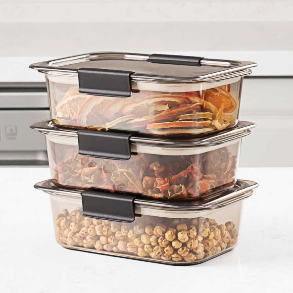 3'lü Kuru Gıda Erzak Saklama Kabı - Meyve & Sebze Saklama Kabı Seti - Kapaklı Beslenme Kabı 900mlx3 - 2