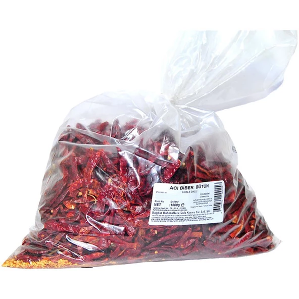 Bağdat Baharat Çok Acı Biber Bütün 1Kg Kiloluk Paket