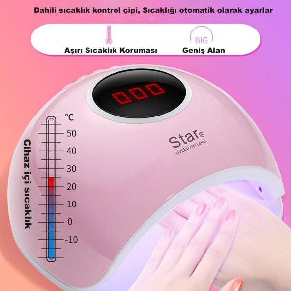Star 5 Protez Tırnak Kalıcı Oje kurutucu 72W 33 LED - 4