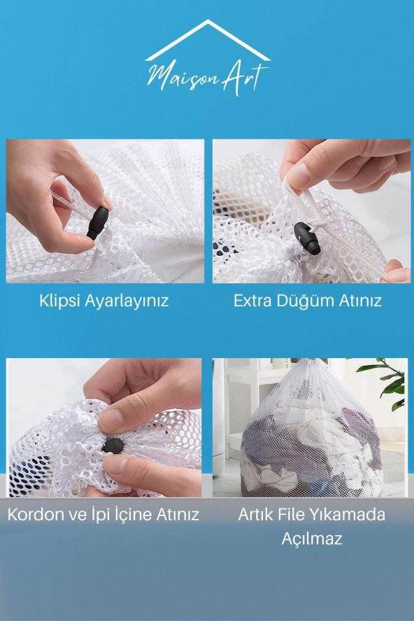 LBag | Çamaşır Yıkama Filesi İpli 40x60 Cm | Çorap Perde Filesi - 3