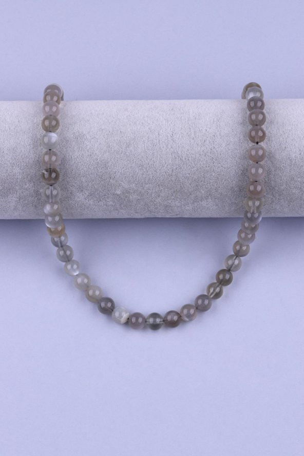 Gri Ay Taşı Doğal Taş Dizi 8 mm Küre Kesim - 2