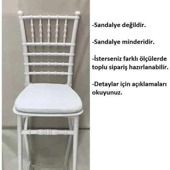 Mandaş Düğün Sandalyesi İçin Minder, Kalın Özel Yapım (36x40)-Beyaz - 2