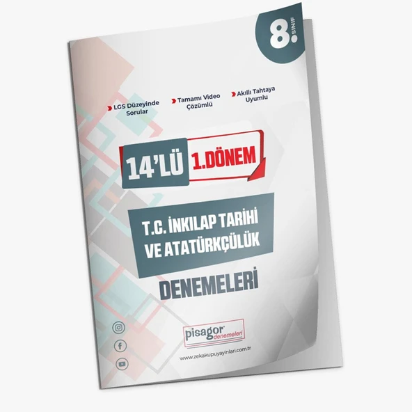 Zekaküpü Pisagor 8.Sınıf 14lü 1.Dönem T.C İnkılap Tarihi Ve Atatürkçülük Denemeleri