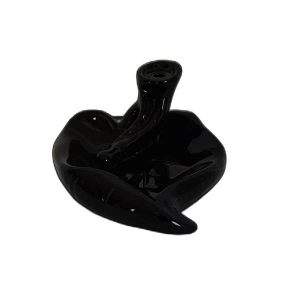 Siyah Seramik Şelale Geri Akışlı Kalp Tütsülük Backflow C0888 - 2
