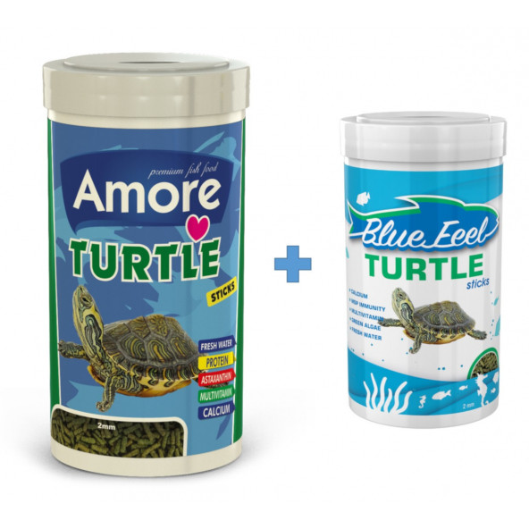 Amore Turtle Sticks 1000ml  BlueFeel Turtle 250ml Kutu Kaplumbağa Yemi