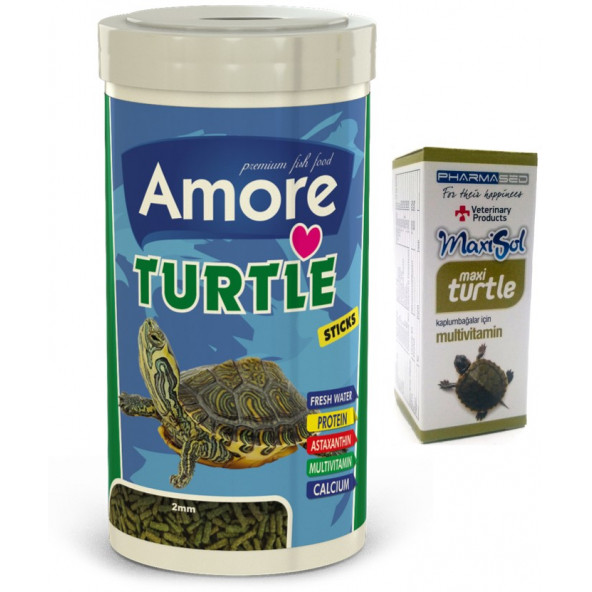 Amore Turtle Sticks 1000ml Kutu Sürüngen Kaplumbağa Yemi ve Vitamini