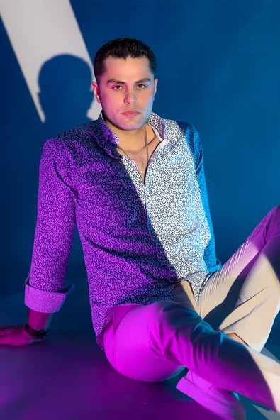 ADVANTE DESENLİ SLİMFİT DÜĞMELİ YAKA UZUN KOL ERKEK GÖMLEK - 2