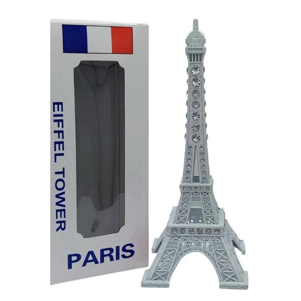 Metal Paris Eyfel Kulesi Beyaz Kristal Taşlı 18cm - Resim 2