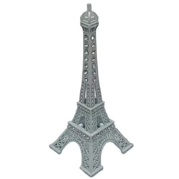 Metal Paris Eyfel Kulesi Beyaz Kristal Taşlı 18cm - Resim 3
