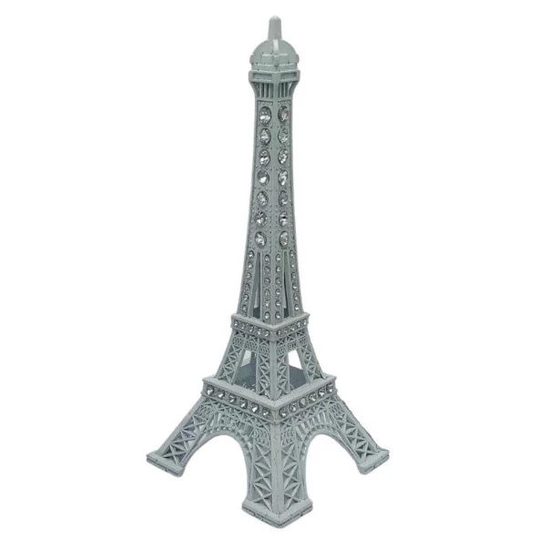 Metal Paris Eyfel Kulesi Beyaz Kristal Taşlı 18cm - Resim 4