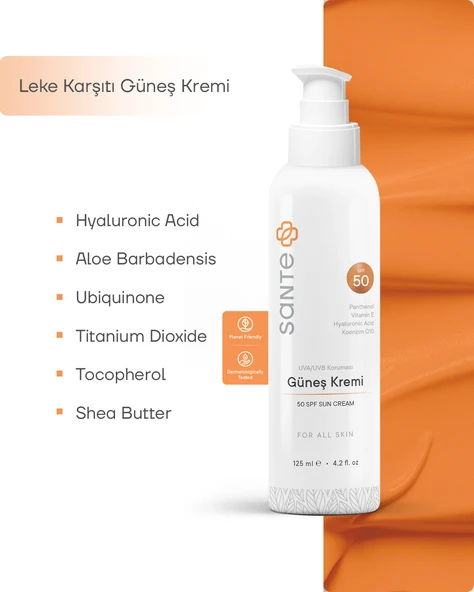 Sante Plus Leke Karşıtı, Cilt Bariyeri Güçlendirici SPF 50+ Yağsız Yüz ve Vücut Güneş Kremi 125 ML - 3