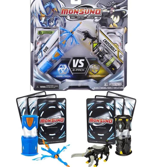 MONSUNO, Lisanslı Evo vs Crossbolt Figürleri, Fırlatma Kapsülleri ve 6 Oyun Kartı