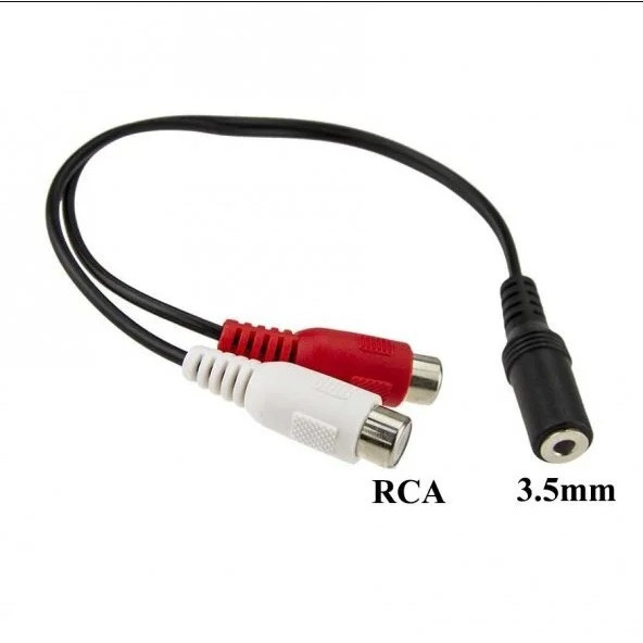 3.5mm Stereo (Dişi) to 2 x RCA (Dişi) Çevirici Kablo