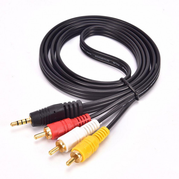 3.5mm Stereo (Erkek) to 3 x RCA (Erkek) Çevirici Kablo