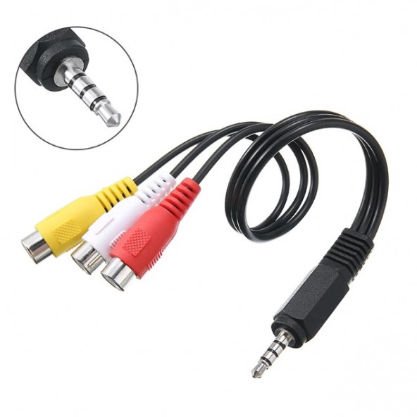 3.5mm Stereo (Erkek) to 3 x RCA (Dişi) Çevirici Kablo - 2