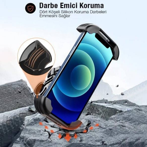 Coofbe Kilitli 360 Dönebilen Oynar Başlık Motorsiklet Tutucu Bisiklet Telefon Tutucu Scooter Tutucu - 5