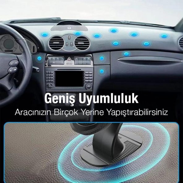 Coofbe Super Mıknatıs Torpido Üstü Araç Telefon Tutucu 360 Oynar Başlık 4X Mıknatıs Araç Tutucu - 2