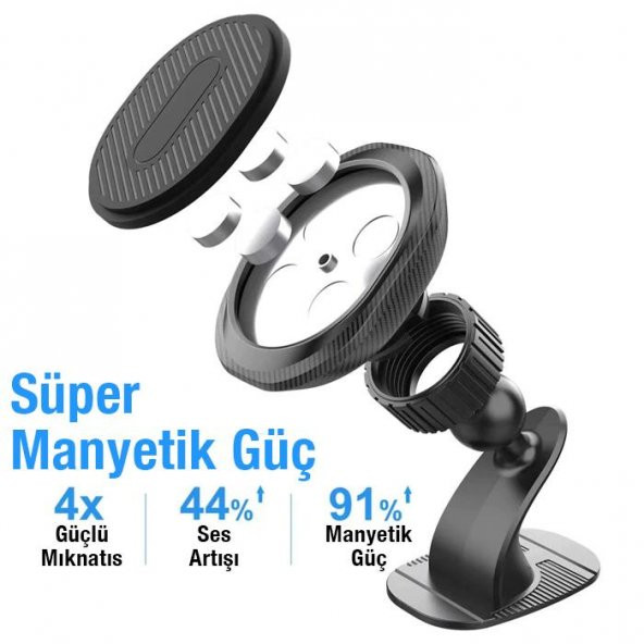 Coofbe Super Mıknatıs Torpido Üstü Araç Telefon Tutucu 360 Oynar Başlık 4X Mıknatıs Araç Tutucu - 3