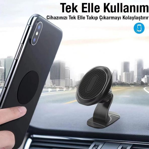 Coofbe Super Mıknatıs Torpido Üstü Araç Telefon Tutucu 360 Oynar Başlık 4X Mıknatıs Araç Tutucu - 5