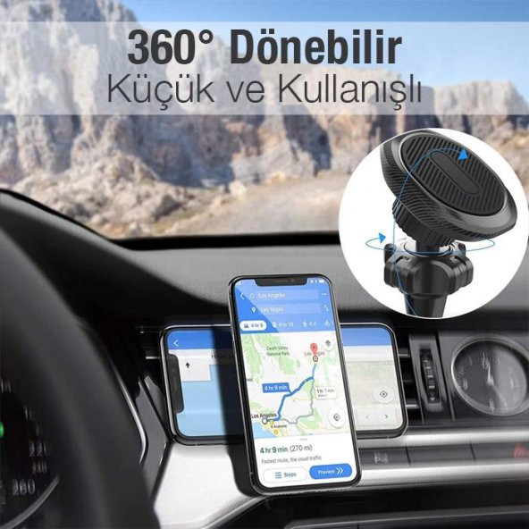 Coofbe Super 4X Güçlü Mıknatıslı Araç Tutucu Havalandırma Bölmesi Araç İçi Telefon Tutucu Oynar Başlık - 3