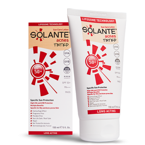 Solante Acnes Tinted SPF 50+ Losyon ( Akne Ve Sivilceli Ciltler İçin  Renkli Güneş Koruma Kremi )
