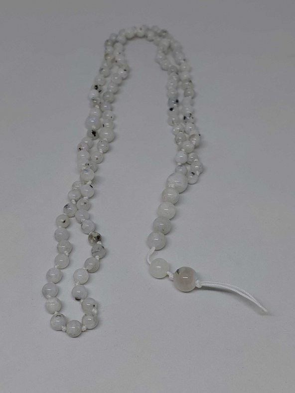 Ay Taşı Tesbih 6mm 99luk Ara Düğümlü El Yapımı - Resim 3