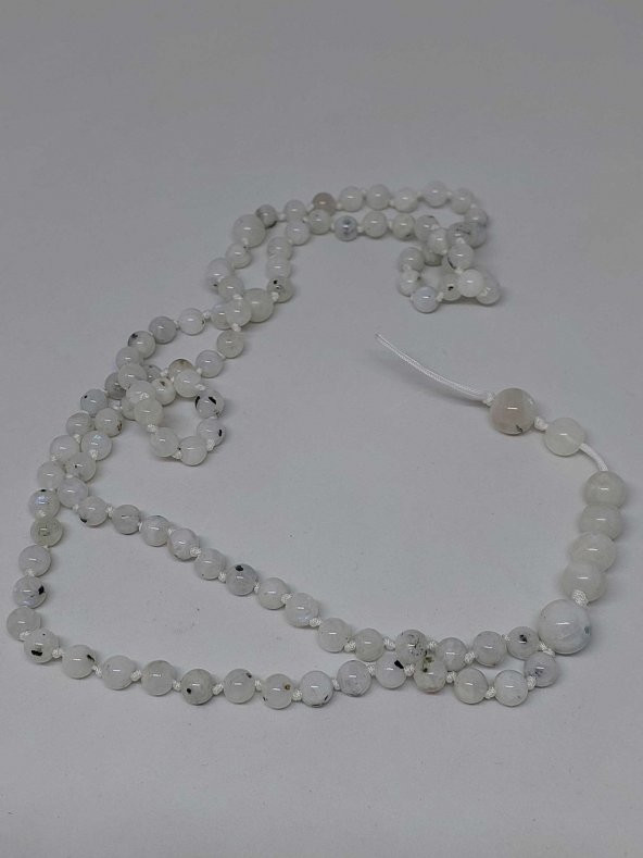 Ay Taşı Tesbih 6mm 99luk Ara Düğümlü El Yapımı ürün görseli