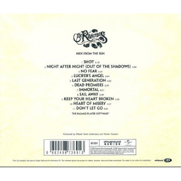 THE RASMUS - HIDE FROM THE SUN (CD) (2005) - 2
