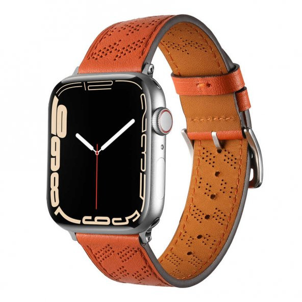 ​​​Apple Watch 7 41mm KRD-76 PU Deri Kordon Strap Kayış - 11