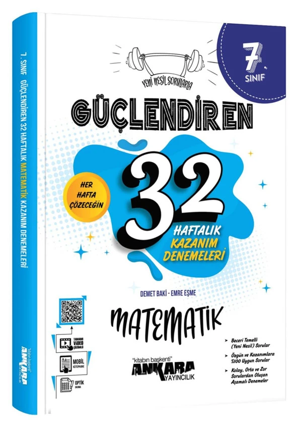 Ankara 7. Sınıf Güçlendiren 32 Haftalık Matematik Kazanım Denemeleri