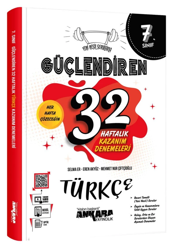 Ankara 7. Sınıf Güçlendiren 32 Haftalık Türkçe Kazanım Denemeleri