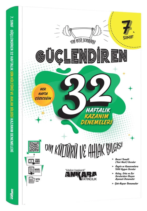 Ankara 7. Sınıf Güçlendiren 32 Haftalık Din Kültürü ve Ahlak Bilgisi Kazanım Denemeleri