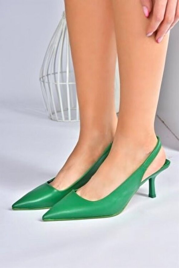 FREEFOUR ÖNÜ KAPALI ARKASI AÇIK KOLAY GİYİM ALÇAK ÖKÇE KADIN GÜNLÜK-ABİYE TOPUKLU STİLETTO AYAKKABI - 7