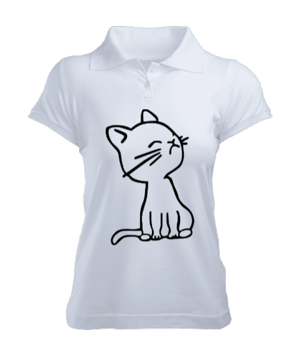 kedi kadın T-shirt Kadın Polo Yaka Tişört
