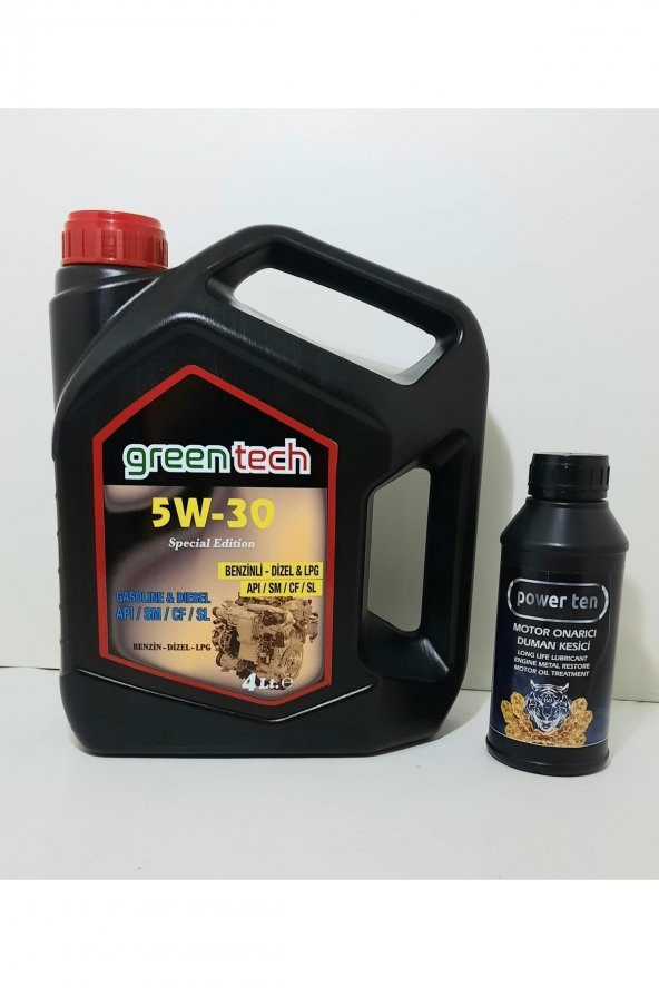 Greentech 5w-30 Motor Yağı 4 Litre + Motor Onarıcı Duman Kesici 415 Ml