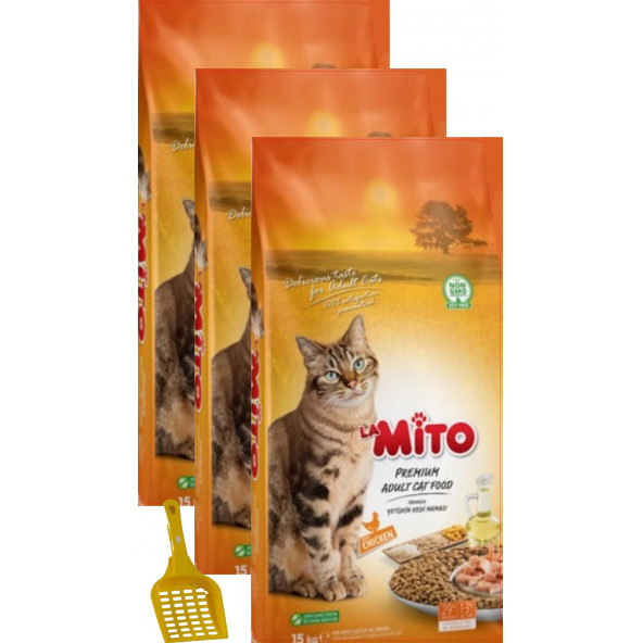 Mito Adult Cat Tavuklu Yetişkin Kedi Maması 1 Kg. x 3 Adet  Kürek