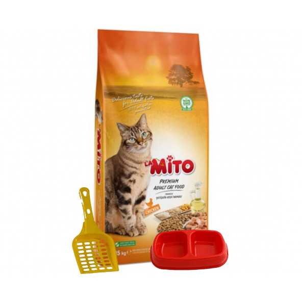 Mito Adult Cat Tavuklu Yetişkin Kedi Maması 1 Kg. x 1 Adet  Kürek  Mamalık