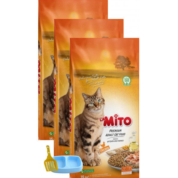 Mito Adult Cat Tavuklu Yetişkin Kedi Maması 1 Kg. x 3 Adet  Kürek  Mamalık