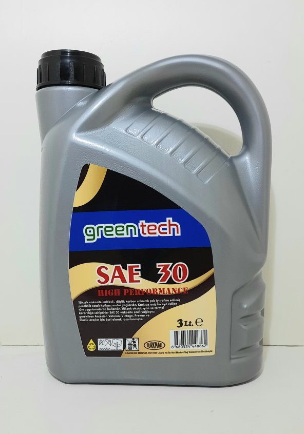 greentech 30 NUMARA GENEL AMAÇLI YAĞ 3 LİTRE 1 KOLİ 6 ADET